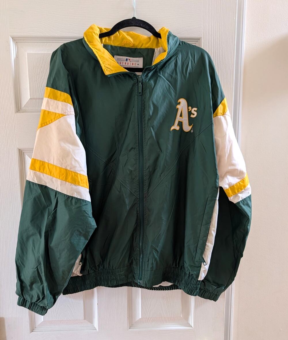 Starter Oakland Athletics MLB Baseball Jacket XL Green Yellow White